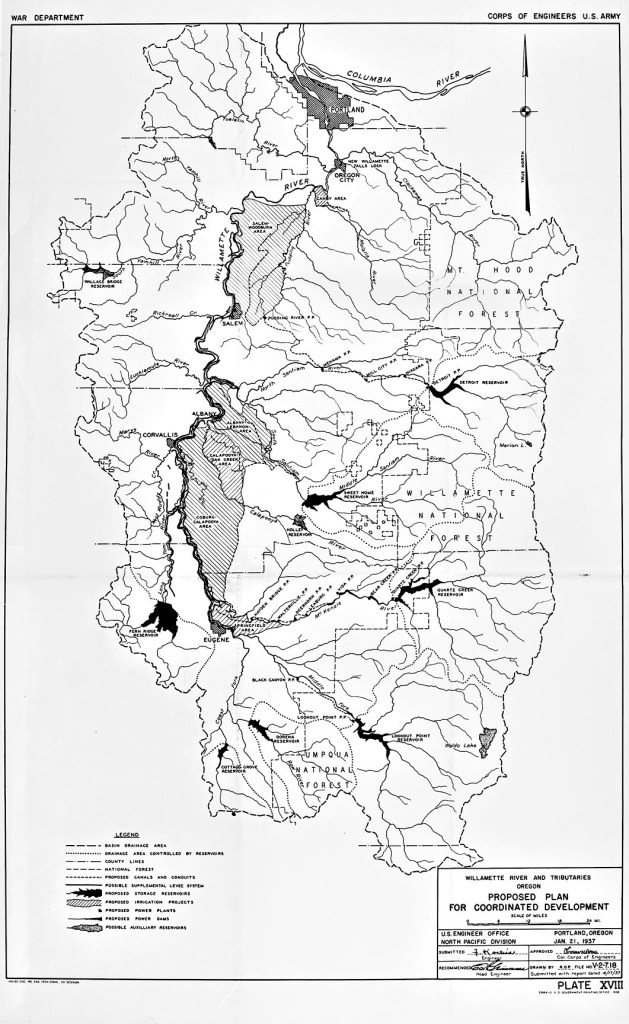Map of Willamette River and Tributaries