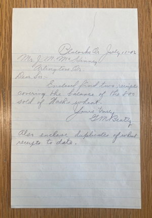 GM Beatty receipt note