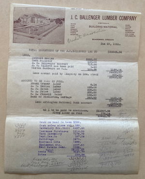 J.C. Ballenger Lumber Company Indebtness Document