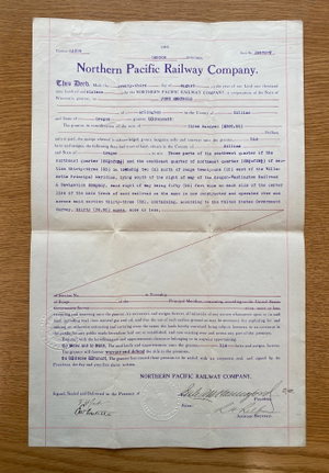 Northern Pacific Railway Company Land Deed