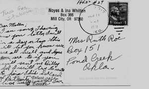 Ruth Roe Postcard Back