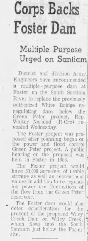 1959 Public Hearing discuss Foster Dam