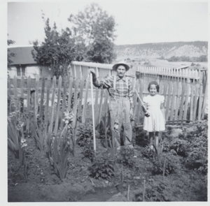 John Cerame and Bernadine in garden